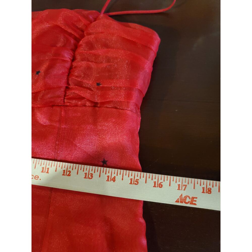 Vtg Y2K Morgan & Co Velvet Glitter Stars Gown 11/12 Red Black Prom Formal Goth - Picture 13 of 15